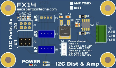 I2C Amplifier and Distribution Board (FX14-AMP)